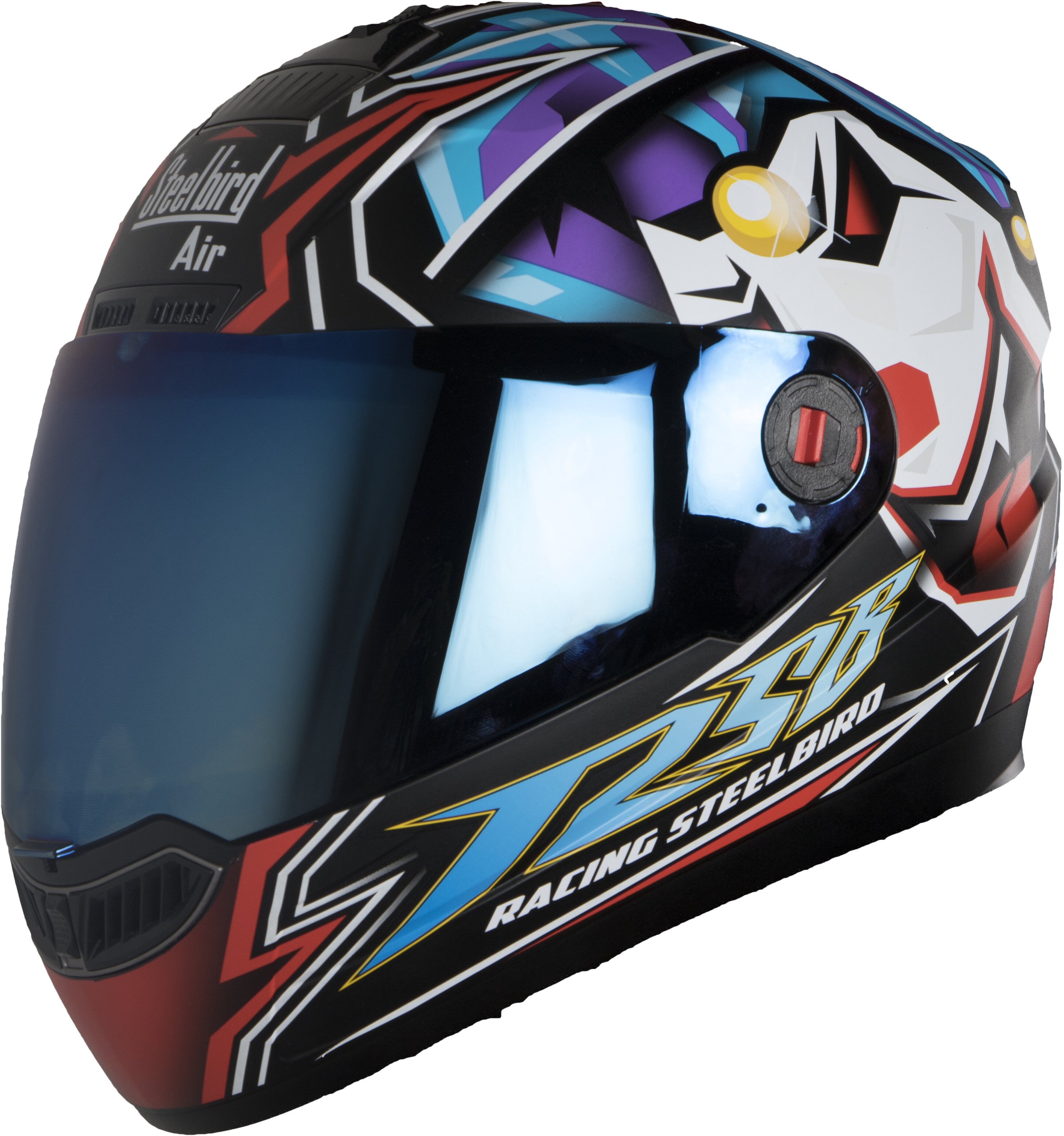 SBA-1Bloom Mat Black With Blue ( Fitted With Clear Visor Extra Blue Chrome Visor Free)
